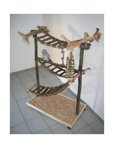 Aire de jeu perroquet Tilou avec perchoirs en bois de java