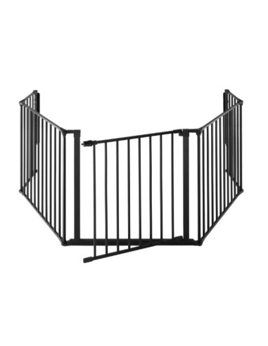 Barrière pour chien noir 5 panneaux avec porte sécurisé