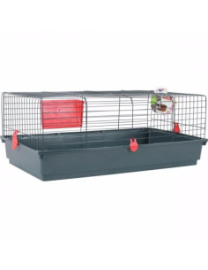 Cage lapin grise Cage cochon d'inde maille anti rongement pin massif - Ciel  & terre