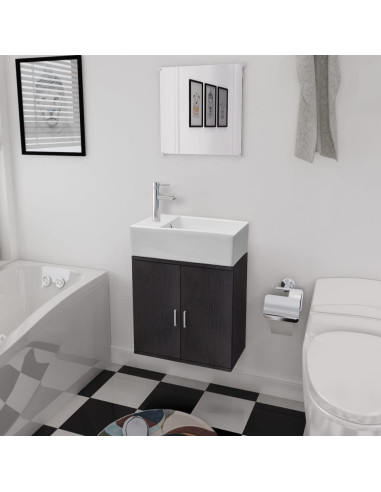 Meuble de salle de bain avec miroir et bouchon de vidange=