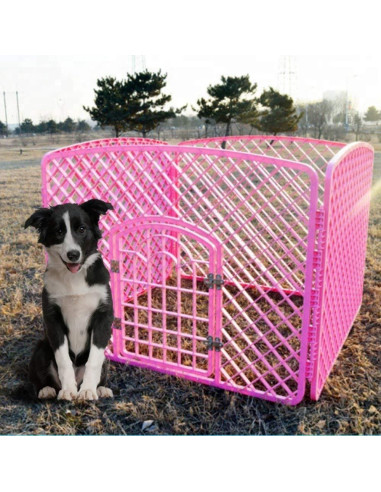 Enclos chien rose parc chien plastique 1m² rose parc chiot