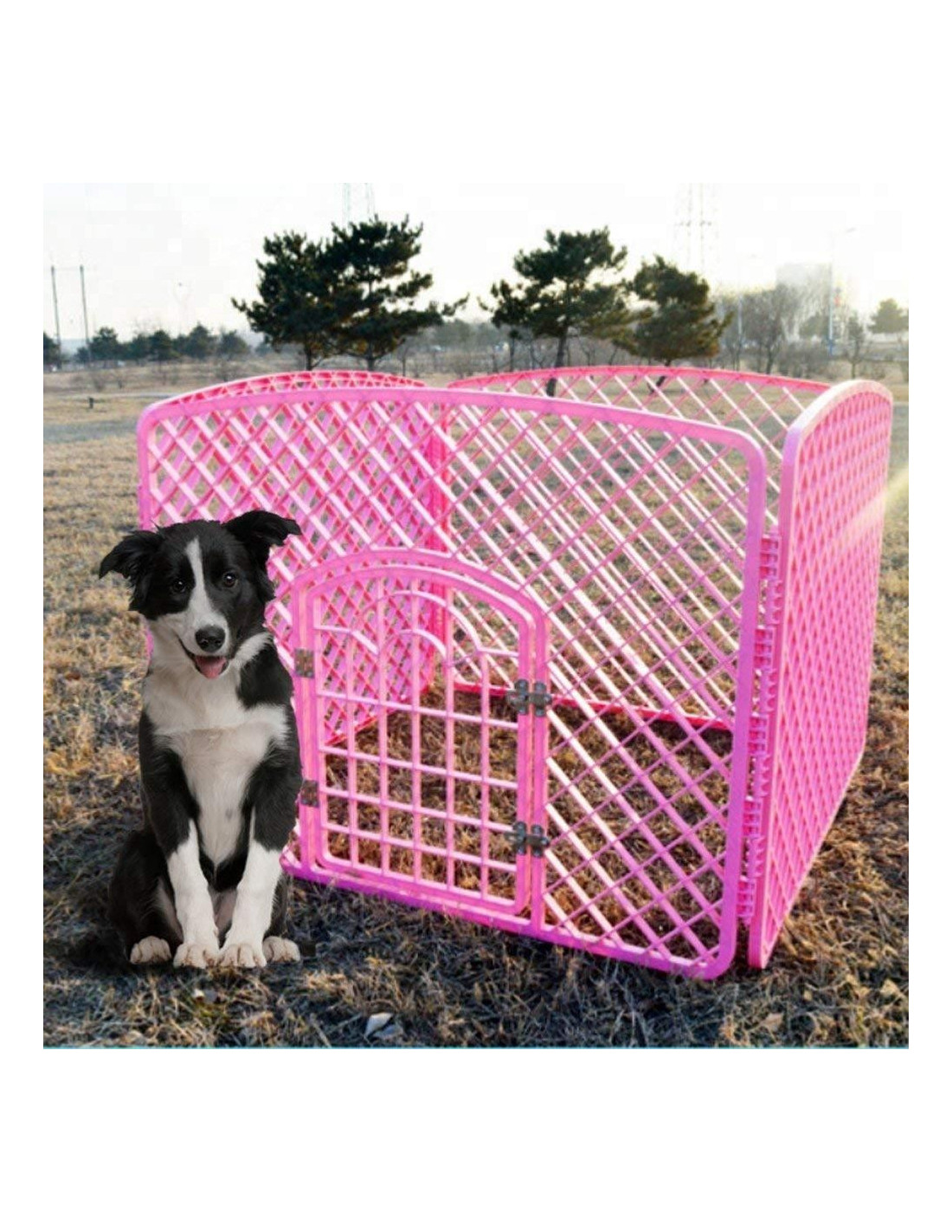 Enclos chien rose parc chien plastique 1m² rose parc chiot - Ciel & terre