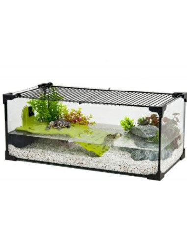 Aquaterrarium noir 60 cm équipé aquarium tortue d'eau cielterre-commerce