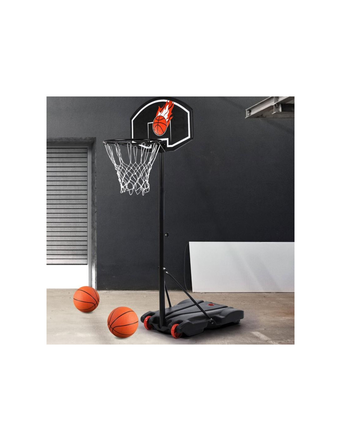 Panier de basketball avec pied fixe en acier