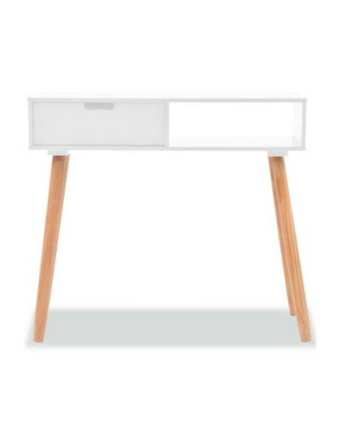 Table console blanche bois massif table entrée bois 80 cm