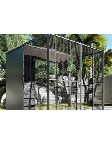 Volière panoramique 2x2x2 m toit maille cage perroquet volière