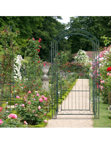 Arche jardin avec portillon en métal vert Arche de jardin