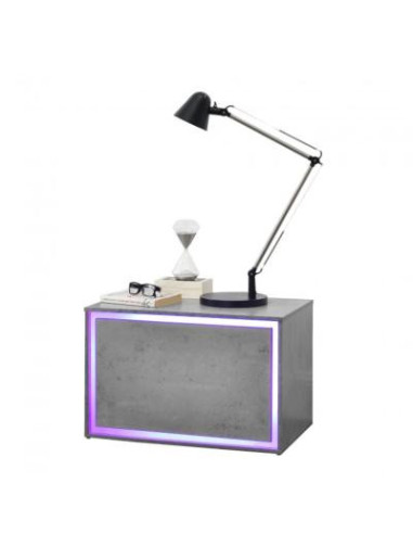 Table de chevet gris béton avec éclairage LED cielterre-commerce