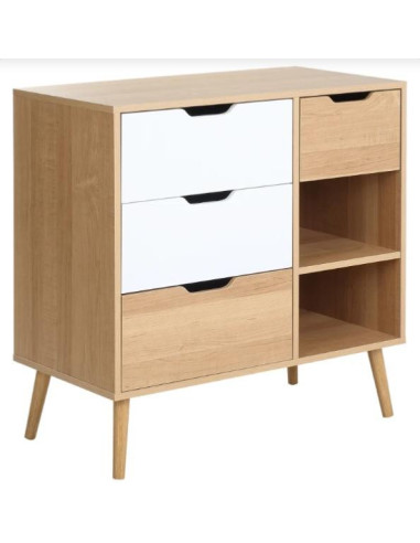 Commode blanche bois clair commode rangement moderne