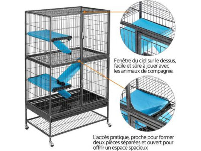 Cage rongeur 4 niveaux cage pour Furets écureuils Chinchillas cage rat cage  rongeur blanche - Ciel & terre