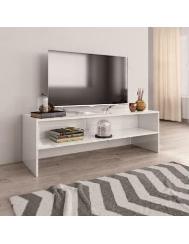 Meuble TV spacieux 140 cm blanc brillant cielterre-commerce