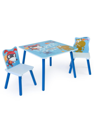 Ensemble table et 2 chaises motif monstres et héro jouet