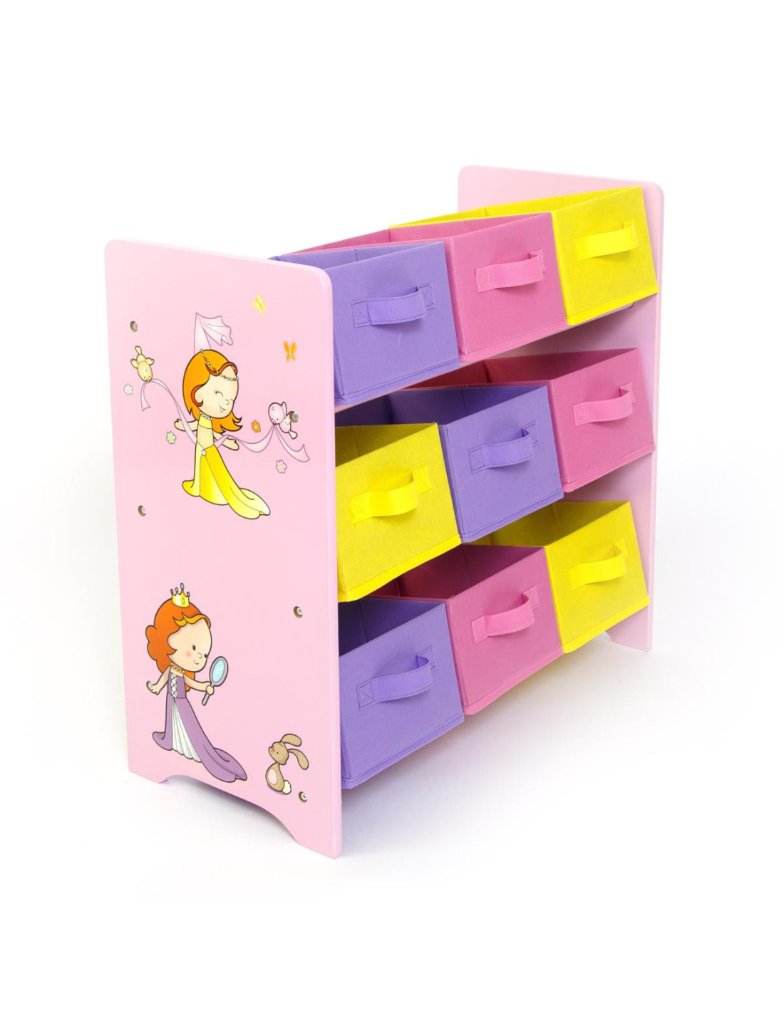 Meuble rangement jouets 9 boites tissu tiroir amovible - Ciel & terre