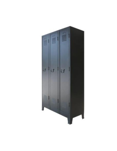 Casier vestiaire armoire en acier x3 noir cielterre-commerce