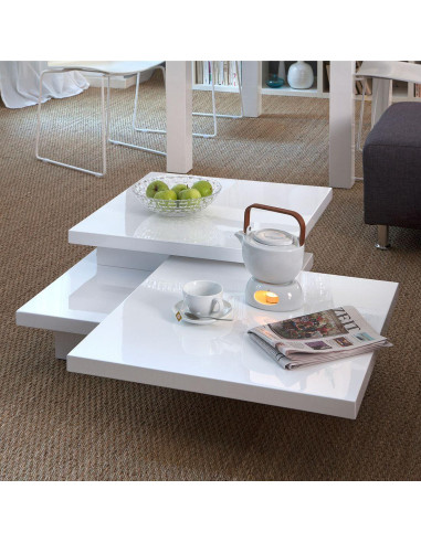 Table basse moderne blanc table basse plateau rotatif