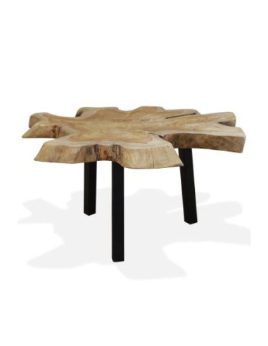 Table basse avec plateau teck massif table basse industrielle table de salon métal et bois