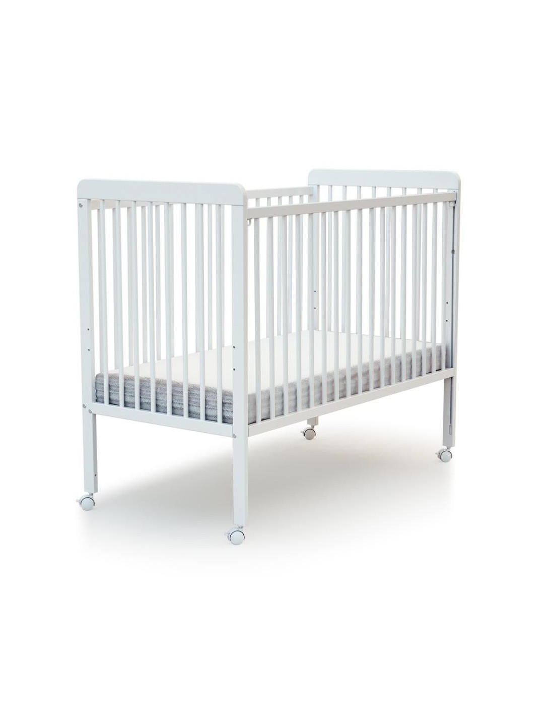 Lit bébé mobile coté coulissant blanc 60x120 cm sommier - Ciel & terre