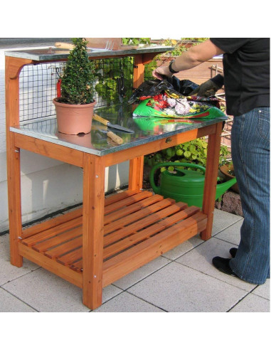 Table de jardinier avec treillis en pin massif Table de préparation table de rempotage