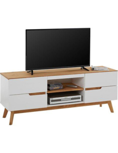 Meuble TV pin massif blanc meuble télévision scandinave