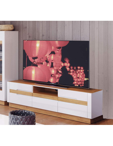 Meuble TV spacieux bois et blanc cielterre-commerce