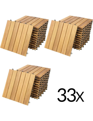 Pack 33 dalles CLIP en bois d'acacias cielterre-commerce