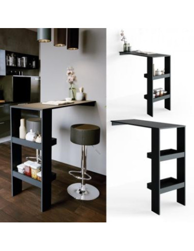 Table de bar anthracite avec rangement table haute cuisine