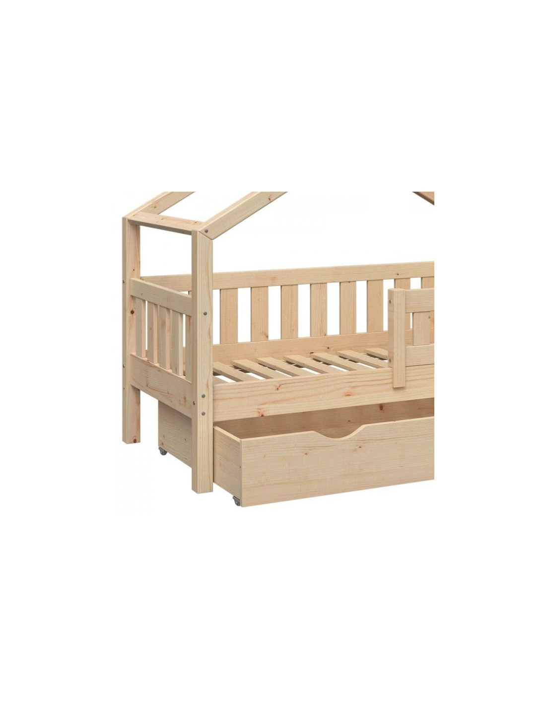 Lit montessori pour enfant 70x140 cm avec barrières nature - Ciel & terre