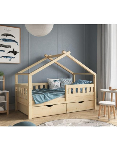 Lit montessori lit cabane pour enfant 80x160 cm naturel