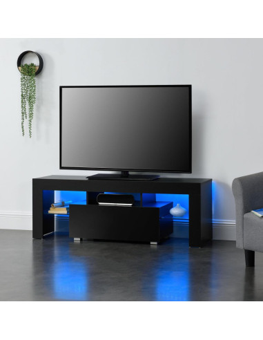 Meuble TV noir avec LED 130 cm meuble télévision design