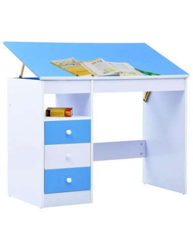 Bureau enfant avec rangement inclinable bureau bleu blanc
