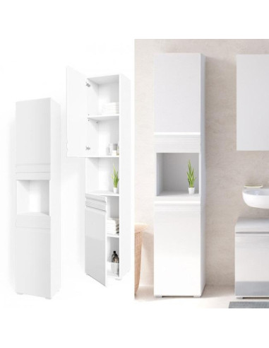 Armoire haute blanc brillant armoire salle de bain colonne