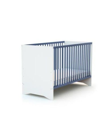 Lit bébé 60x120 cm Moderne blanc et bleu sommier réglable