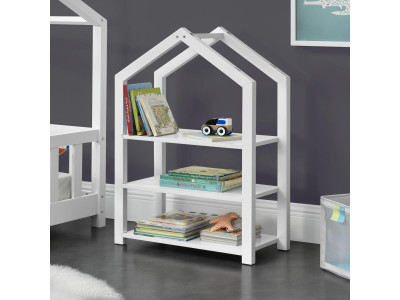Etagère montessori à livres enfant avec 3 niveaux en bois blanc