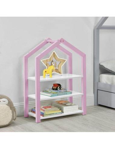 Étagère Montessori rose en pin étagère enfant 3 niveaux