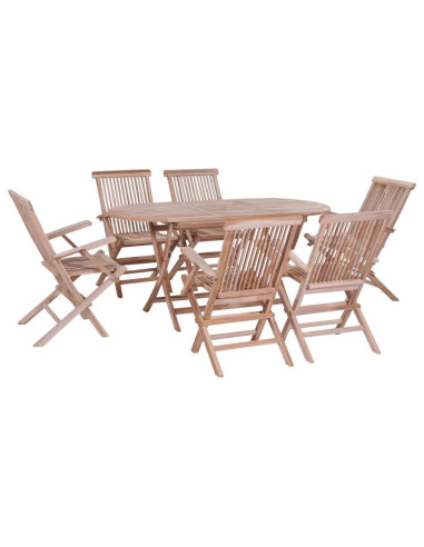 Salon jardin en Teck 6 chaises 1 table salon en bois