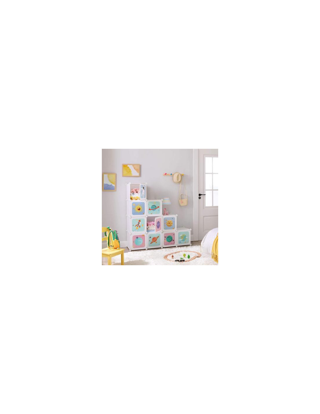 Rangement enfant armoire modulable 6 cubes garçon - Gris - Kiabi - 63.80€