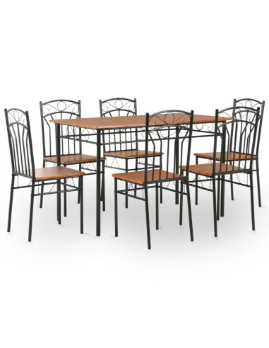 Table de repas avec 6 chaises table de cuisine métal bois