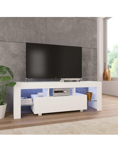 Meuble TV blanc brillant avec LED meuble télévision design