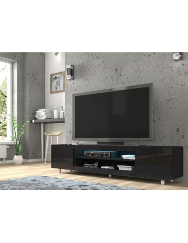 Meuble TV noir brillant moderne avec LED meuble télévision