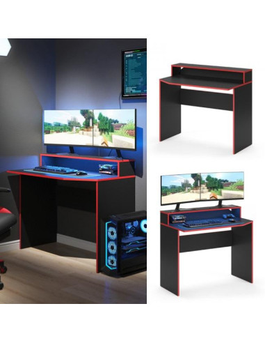 Bureau gaming noir et rouge bureau de jeu bureau gamer