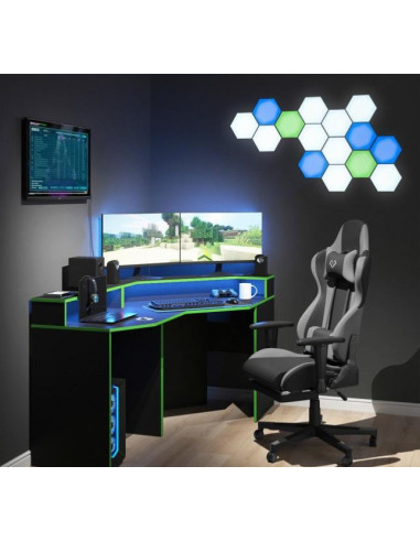Bureau gaming noir et vert bureau de jeu bureau gamer