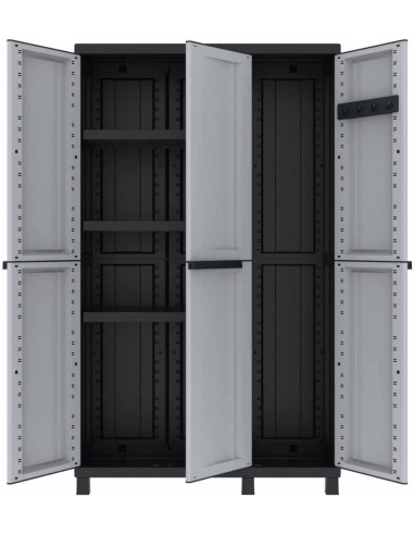 Armoire de jardin gris et noir 3 portes Armoire en PVC - Ciel & terre