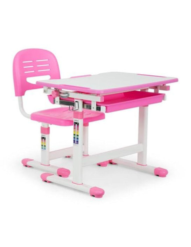 Bureau enfant rose réglable avec chaise réglable écolier