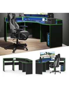 Table de gaming ergonomique 140 cm bureau gamer de jeu - Ciel & terre
