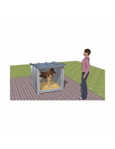 Box d'attente avec toit isolé et plancher cage pour chien