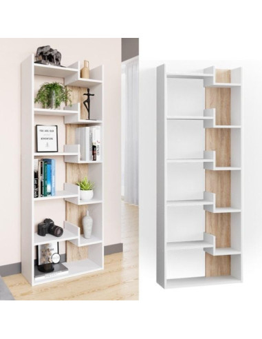 Bibliothèque blanc chêne meuble livres meuble rangement