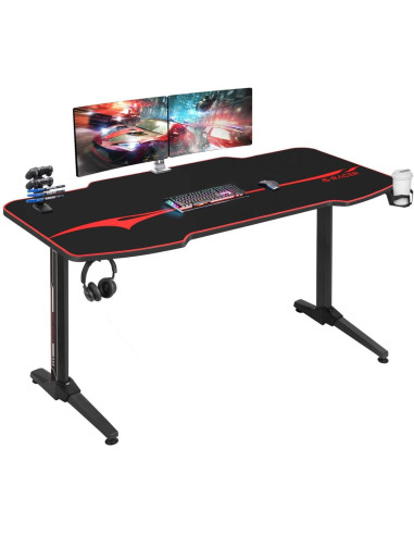 Table de gaming ergonomique 140 cm bureau gamer de jeu