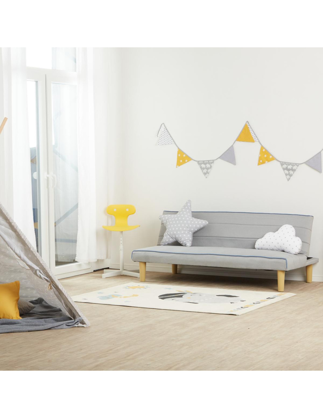 Canapé lit enfant gris canapé chambre enfant moderne - Ciel & terre