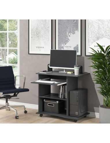 Bureau informatique anthracite bureau avec plateau clavier