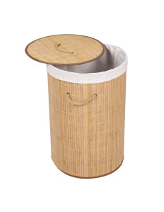 Panier à linge bambou double 105L naturel corbeille linge - Ciel
